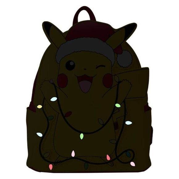 Loungefly Backpack Pokémon Santa Pikachu String Lights Light Up Mini Christmas - Picture 2 of 14